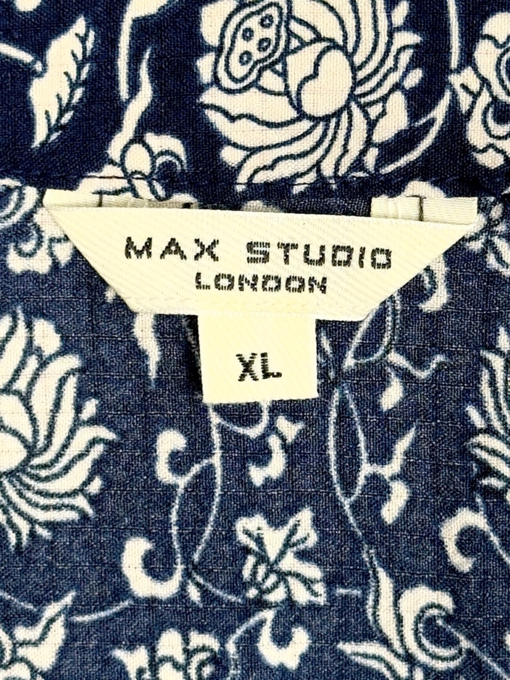 Max Studio Navy and White Floral Smocked Maxi Dress XL - Picture 5 of 10